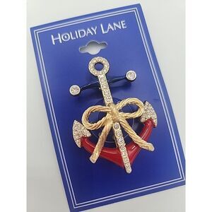 Charter Club Gold Tone Patriotic Anchor Pin Memorial Day